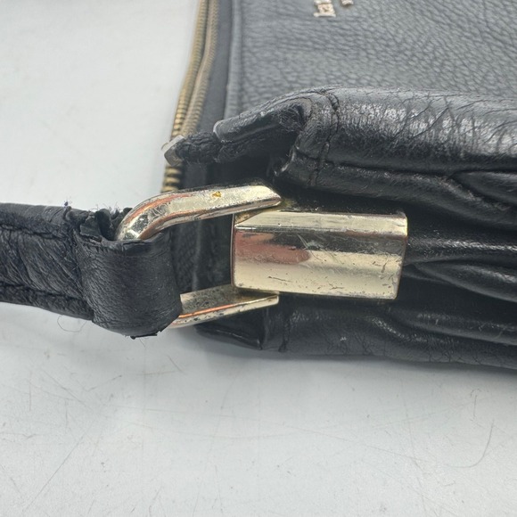 Kate Spade New York Black Leather Crossbody Bag Silver Tone Hardware Adjustable - Picture 6 of 11